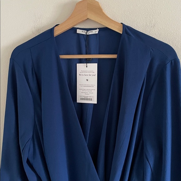 MM Lafleur Gosia 2.0 Dress Women’s Size 1X Wrap Work Pockets Azurite Blue NWT - Picture 3 of 13